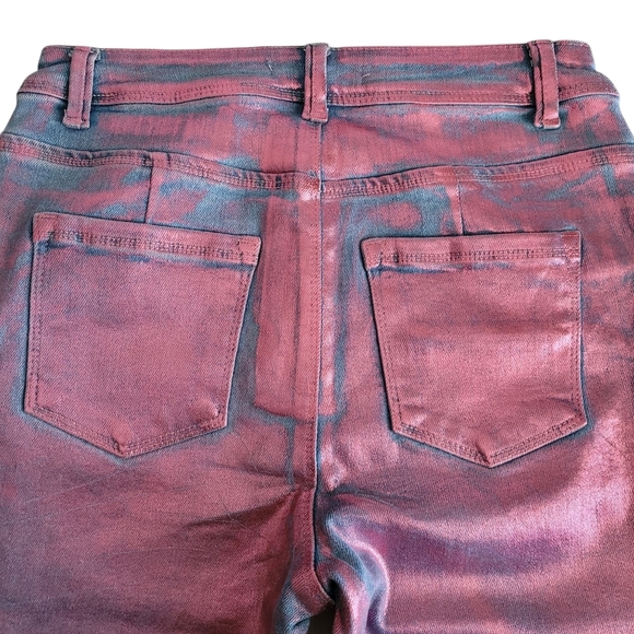 Women's High Rise Metallic Skinny Ankle Jeans Purple - Picture 7 of 12